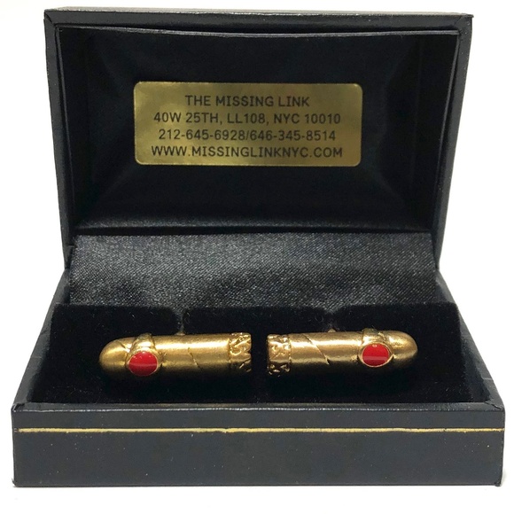 Gold and Enamel Cigar Cufflinks - Picture 2 of 4